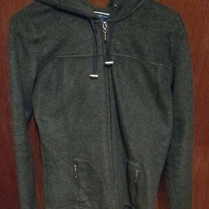 Karen Scott Women's Charcoal Gray Full Zip Hooded Jacket Small